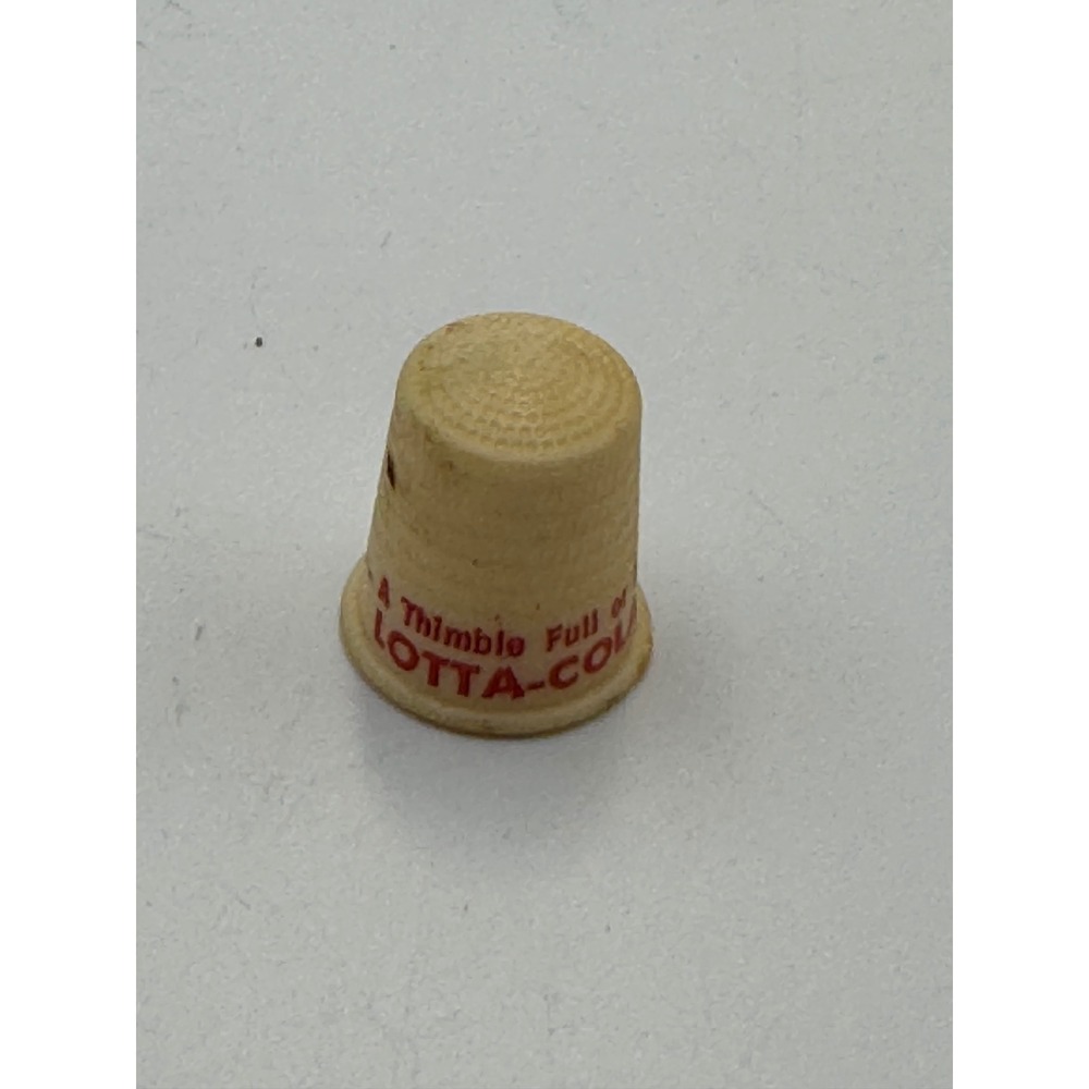 Vintage Lotta-Cola Advertising Plastic Thimble 16‎ Oz Soda Promo Cream Red